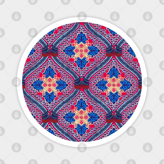 Bright Batik Flower Style Magnet by machmigo